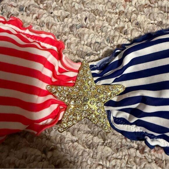 Rare Victoria's Secret Stars and Stripes American Flag Swim Top Bling Size Large - Picture 5 of 5